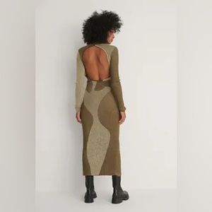 NA-KD Open Back Pattern Knitted Dress